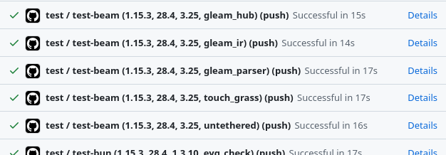 GitHub actions view of monorepo CI.